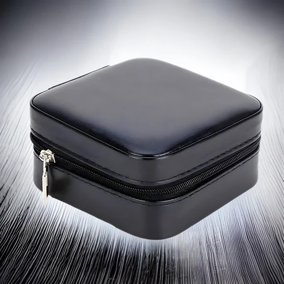 ❀ Black Jewelry Box Storage Organizer Zipper Travel Case Pouch - Picture 7 of 7